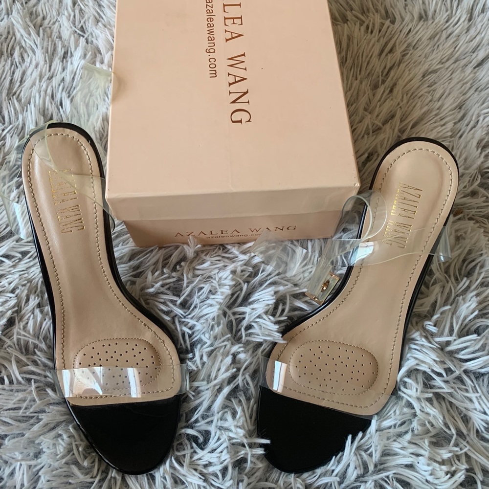 Black Patent Kate Heels with Clear Straps size 7.5